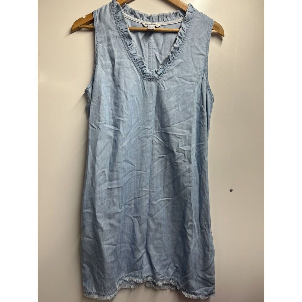 Tommy bahama Chambray Ruffle Dress Medium New Mini Dress Beach Sleeveless Womens - Picture 5 of 8